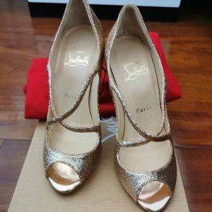 Brand New Christian louboutin glitter high heels  Sz 34 1/2